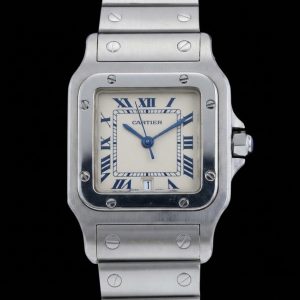 Cartier Santos Galbée Réf. 1564 Acier – Cadran à Chiffres Romains Bleus